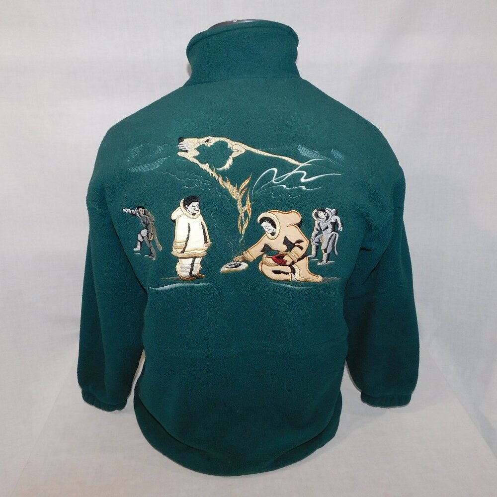 VTG Kelsey Trail Green Fleece Full Zip Inuit embroidered Jacket Unisex S / M